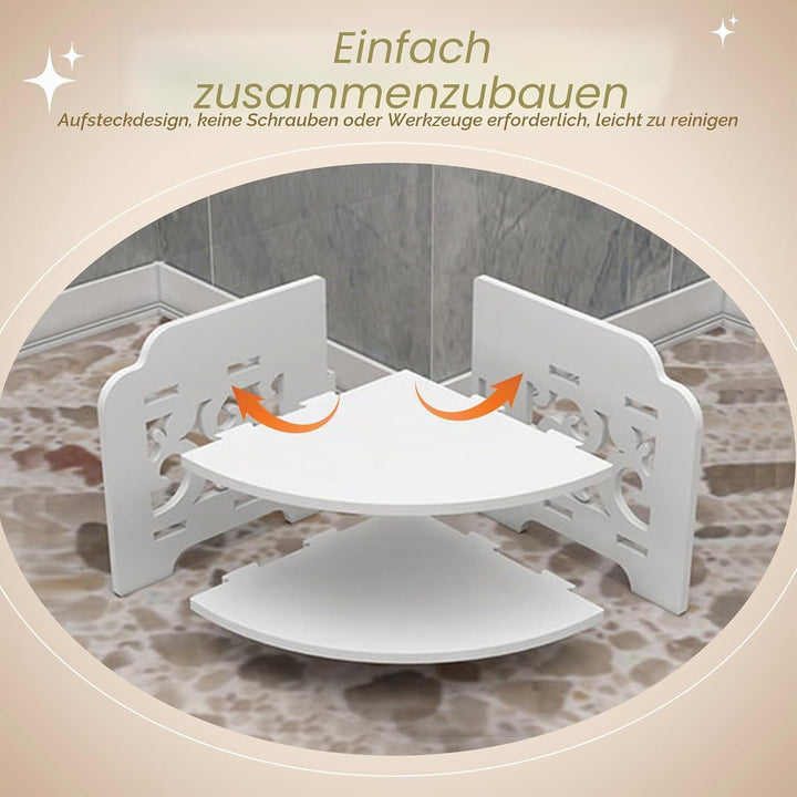 HERCHR 3-stöckiger Eckregal freistehend aus PVC, schraubenlose Montage Eckablage für Bad Dusche Küch