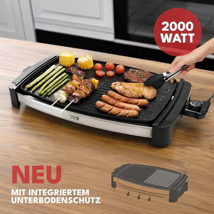 Elektrogrill Tischgrill elektrisch mit TÜV & GS 2200 Watt | 4 – 8 Personen BBQ Tisch Grill - Indoor