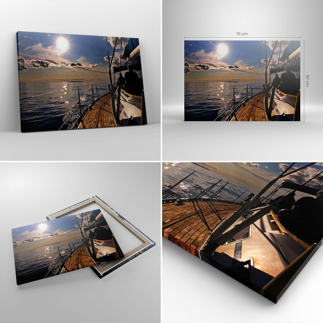 Bilder auf Leinwand Kroatien Yacht Segeln Segelboot Leinwandbild 70x50cm Wandbilder Dekoration Wohnz