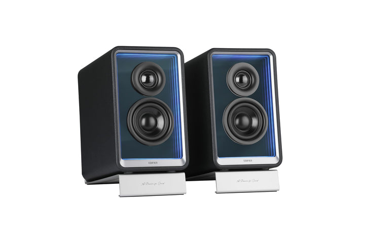 EDIFIER QR65 Aktive Design-Monitorlautsprecher (70 Watt) mit RGB-Lichteffekten, 3X USB TurboGaN-Schn