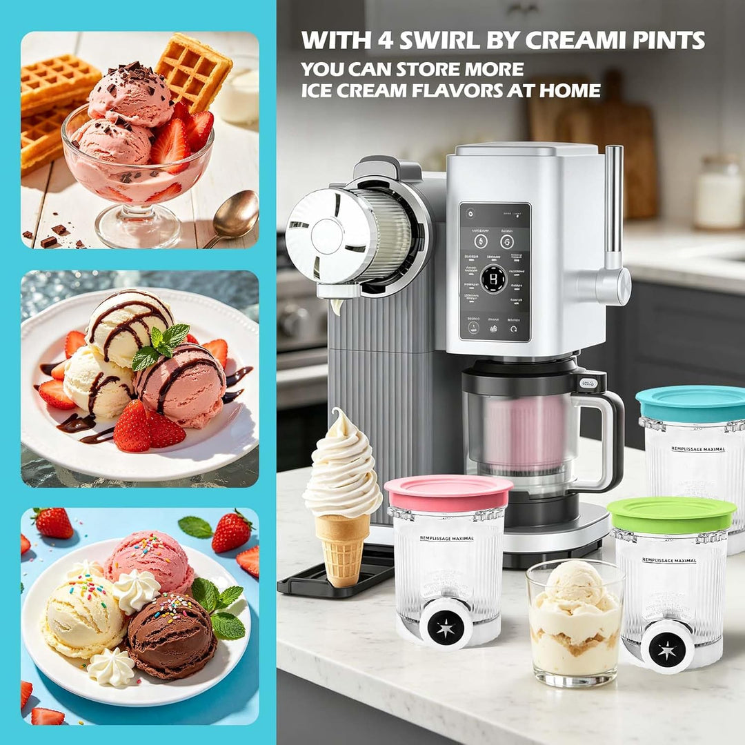4 Stück Creami Swirl Becher für Ninja Swirl by CREAMi Softeis- & Eismaschine, 16 oz Behälter für Nin