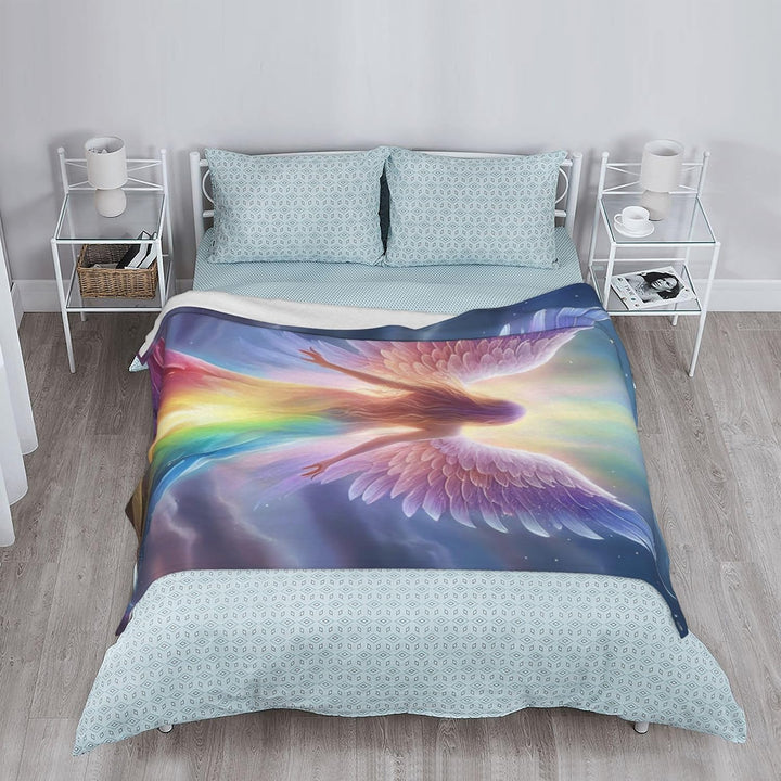 Kuscheldecke Flauschig Geschenke für Sie, 130x150 cm Engel Motiv | Fleecedecke Wohnzimmerdecke Decke