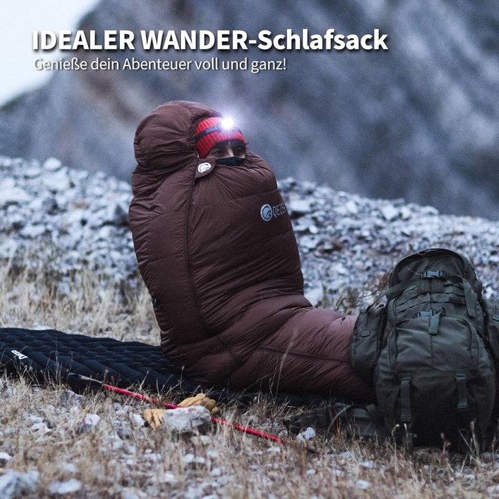 Daunenschlafsack, kleines packmass,650FP, RDS-Zertifiziert | Stegkonstruktion ,Für alle Jahreszeiten