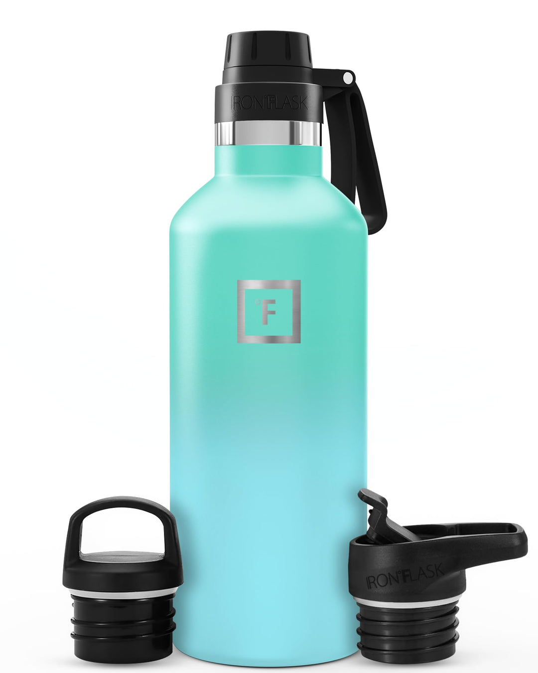 IRON °FLASK Edelstahl Trinkflasche mit 3 Deckel - Auslaufsicher Thermosflasche - Metall Wasserflasch