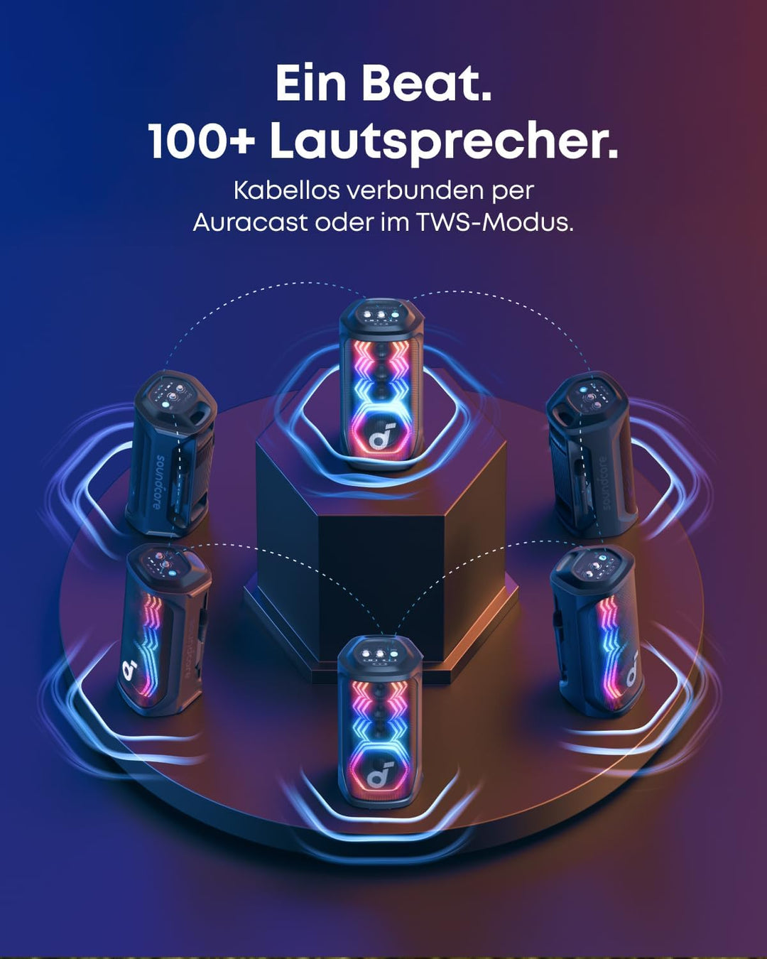 soundcore Rave 3S Partybox mit KI-Karaoke, Party-Lautsprecher mit 2 kabellosen Mikros, 200W Sound, K