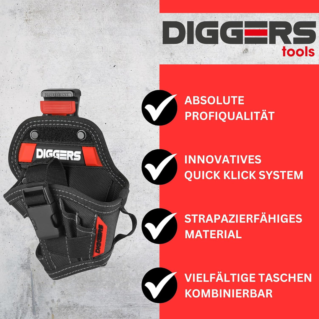 Diggers Tools - Akkuschrauber Holster Werkzeugtasche - [ Grösse S ] Flexibel Kombinierbare Werkzeugt