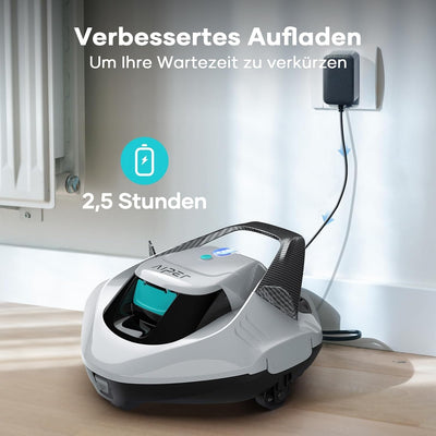 AIPER Poolroboter, 90 Minuten Leistungsstarke Reinigung, Dual-Antriebsmotoren, LED-Anzeigen, Automat