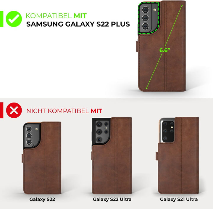 Snakehive Galaxy S22 Plus 5G Hülle Leder | Stylische Handyhülle mit Kartenhalter & Standfuss | Handy
