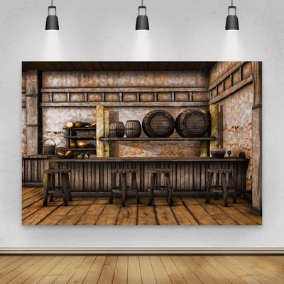 Renaiss 3x2.5m Rustikale Shabby Saloon Taverne Hintergrund Holz Bar Western Cowboy Fotografie Hinter