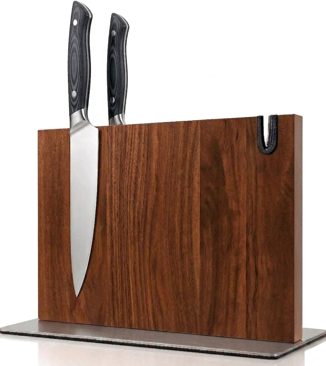 Magnetischer messerblock XL aus Holz mit Messerschärfer. Universal Messerhalter magnetisch ohne Mess