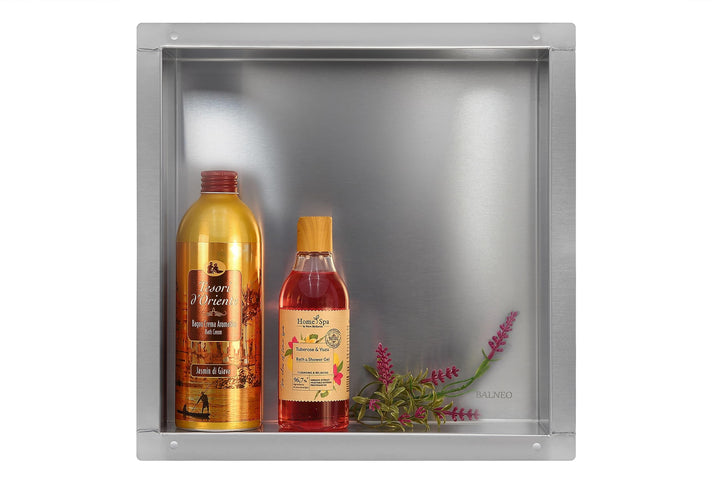 Balneo Wall-Box NO Rim wandnische dusche Edelstahl 30x30x7 cm Duschnische wasserdicht, Flexibler Nis
