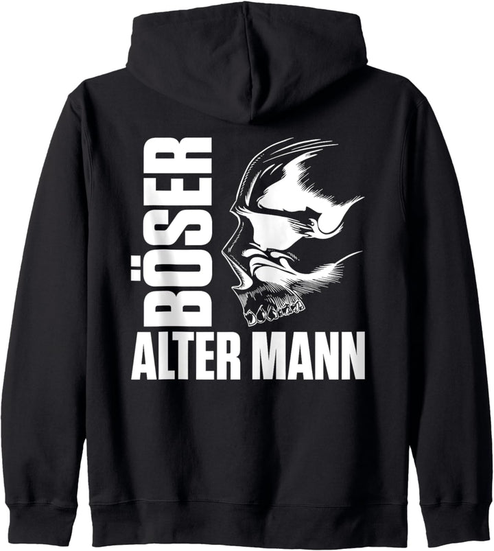 Backprint Böser alter Mann Totenschädel Kapuzenjacke