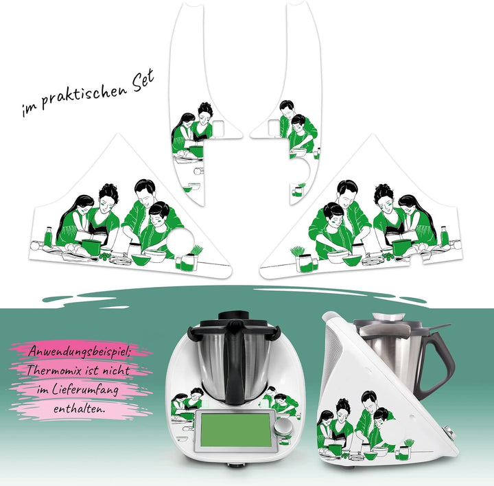 Deko Schutz Aufkleber kompatibel mit Küchenmaschine Thermomix TM6 Design Sticker Klebefolie Zubehör