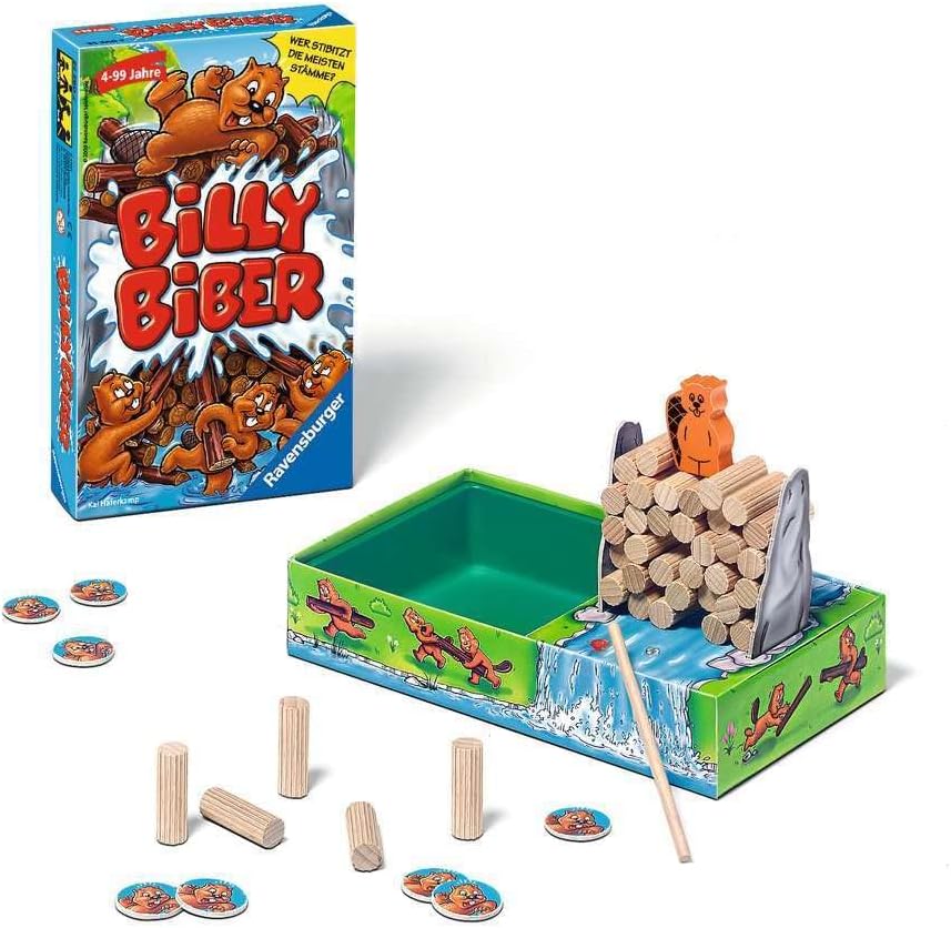 Ravensburger 23334 - Tempo, kleine Fische, Mitbringspiel für 1-6 Spieler & 23280 - Billy Biber, Mitb