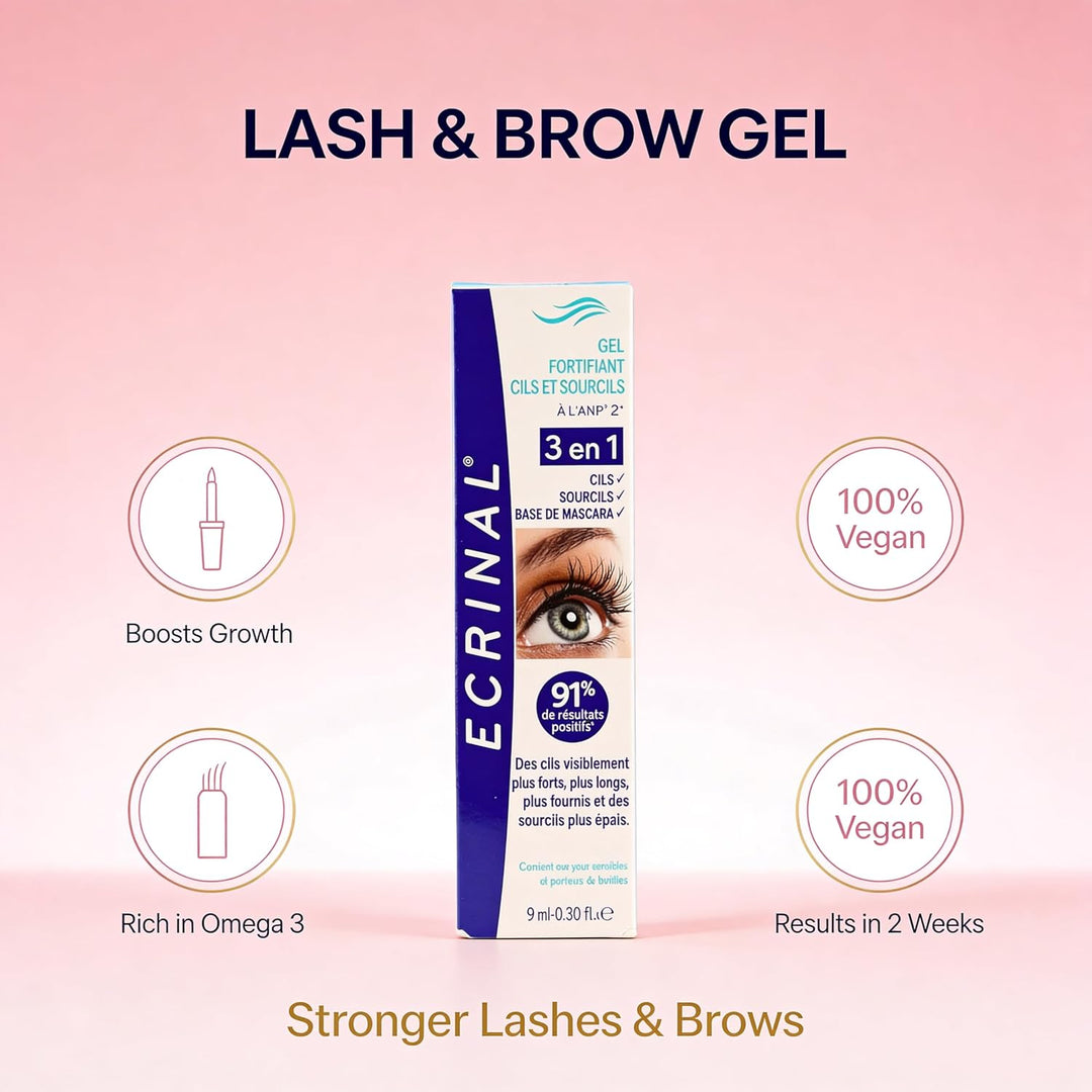 ECRINAL Strengthening Lash Gel mit ANP2+ für Wimpern- & Augenbrauenwachstum, reich an Omega 3, parab
