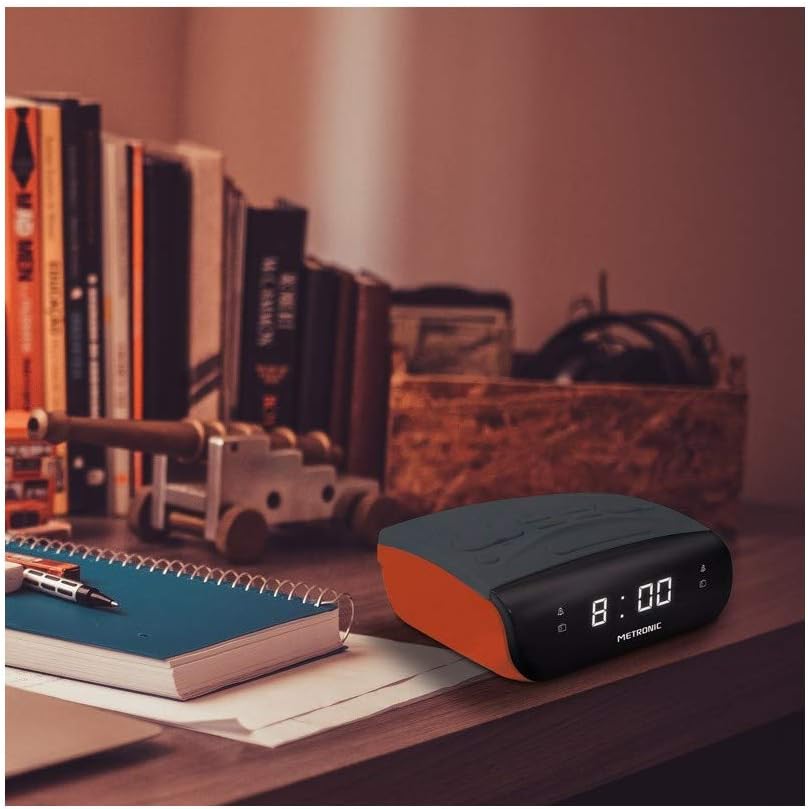 Metronic 477034 Uhrenradio - Radiowecker FM Radio Duo Colors LED Anzeige - Orange/Schwarz, Orange