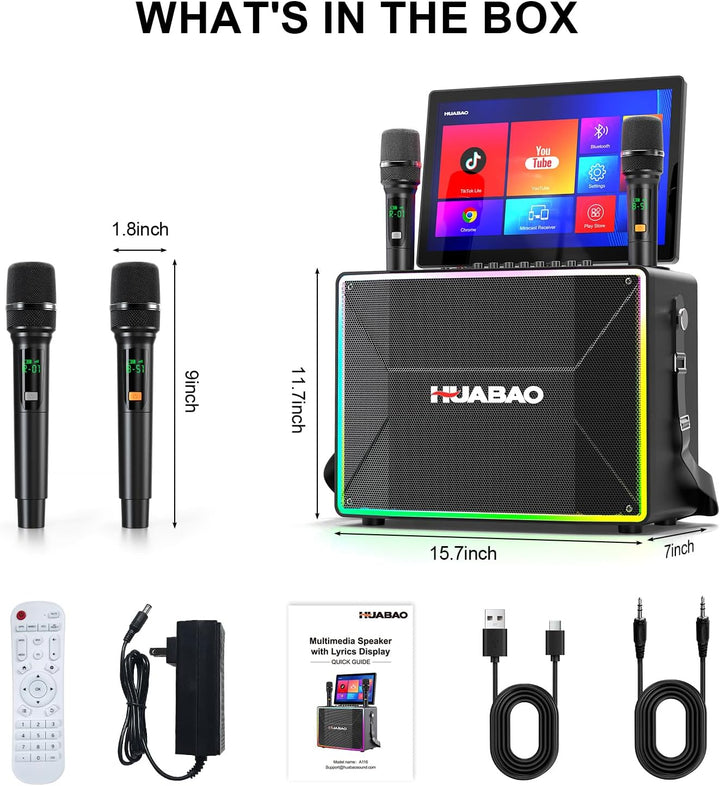 Smart Karaoke-Maschine mit 14-Zoll-Tablet, Bildschirm und Liedtextanzeige, professionellem Karaoke-L