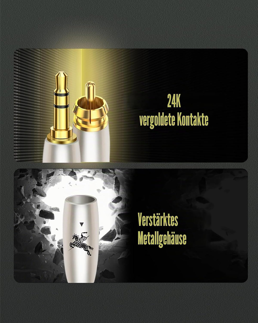Impeto 3,5mm Klinke auf 2 Cinch Y Kabel Adapter [1,5m] Aux auf 2 RCA kabel Audio Kabel, 6N OFC cinch
