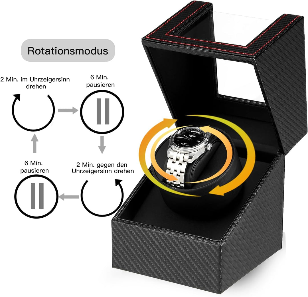 LINGFANSTORE Automatische Uhrenbeweger Box,luxuriöser Single Uhrenbeweger,Uhrengehäuse mit leisem Ma