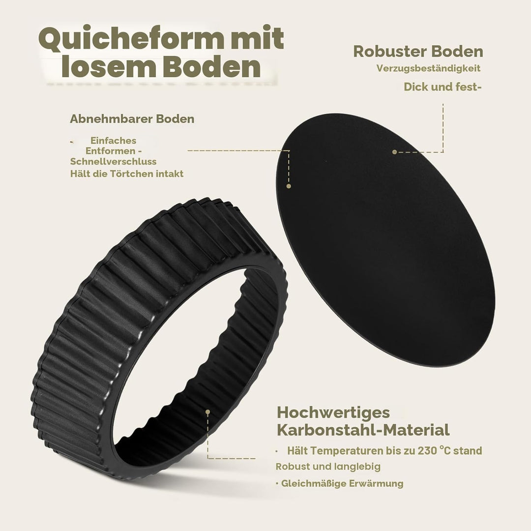 Highkit Tarteform mit Hebeboden 24 cm Quicheform Hoher Rand, Apple Pie Form, Antihaftbeschichtete Qu
