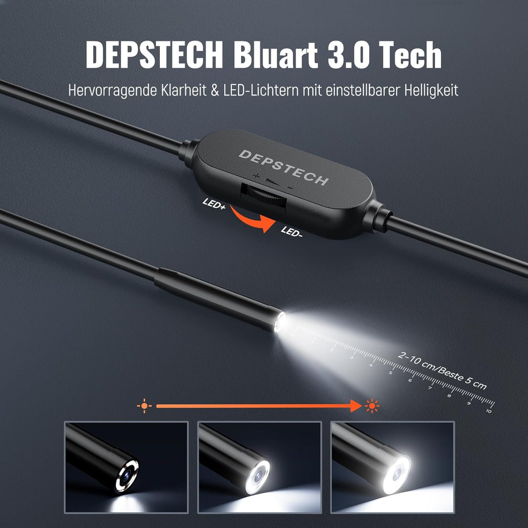 Endoskopkamera mit Licht Handy iPhone, DEPSTECH 7mm Endoskop 2MP HD nur für iPhone/iPad/iOS 12.0+, R