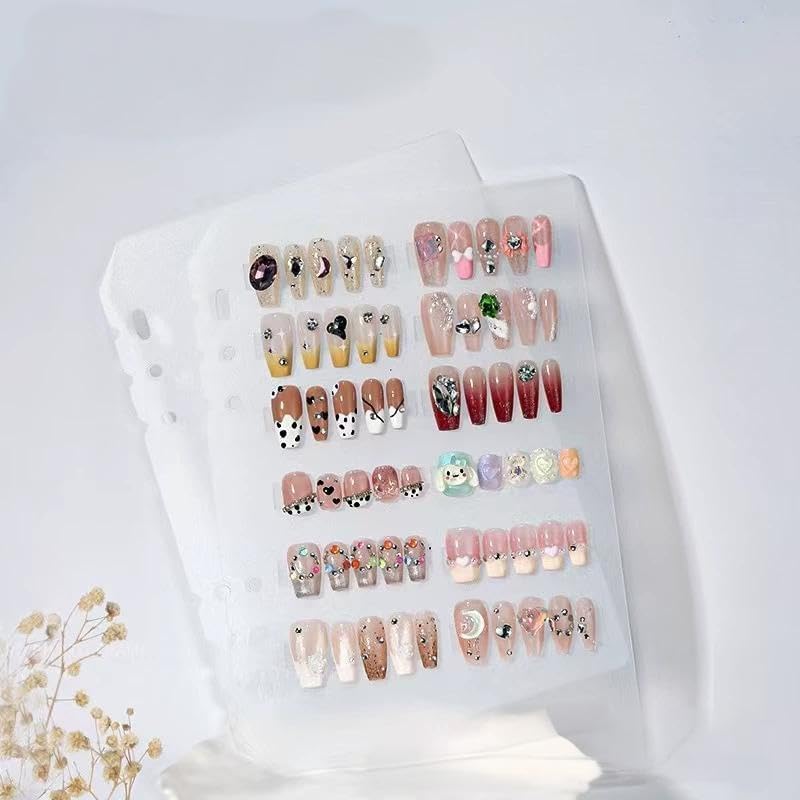 A5 Nagel-Organizer Set mit Druckknopf & Loseblatt-System – Robuste transparente Box + 6 Klebepads &