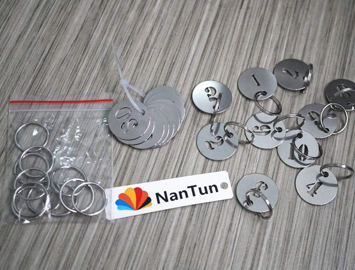NanTun 304 Edelstahl Schlüsselanhänger mit Ring, ausgehöhlte Nummer ID Tags Schlüsselanhänger, numme