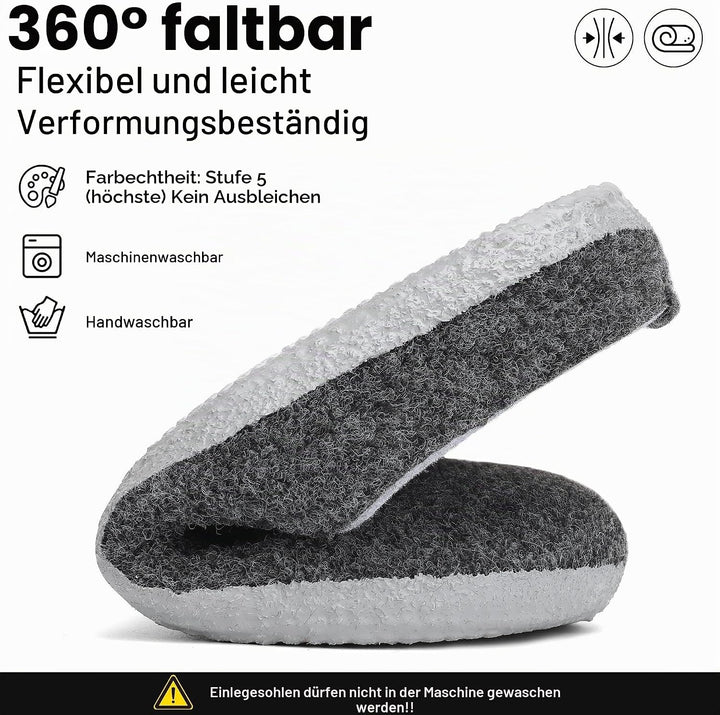 Mishansha Filz Hausschuhe Winter Bequem Filzpantoffeln für Damen Herren Gr.36-48 38 EU Schwarz, 38 E