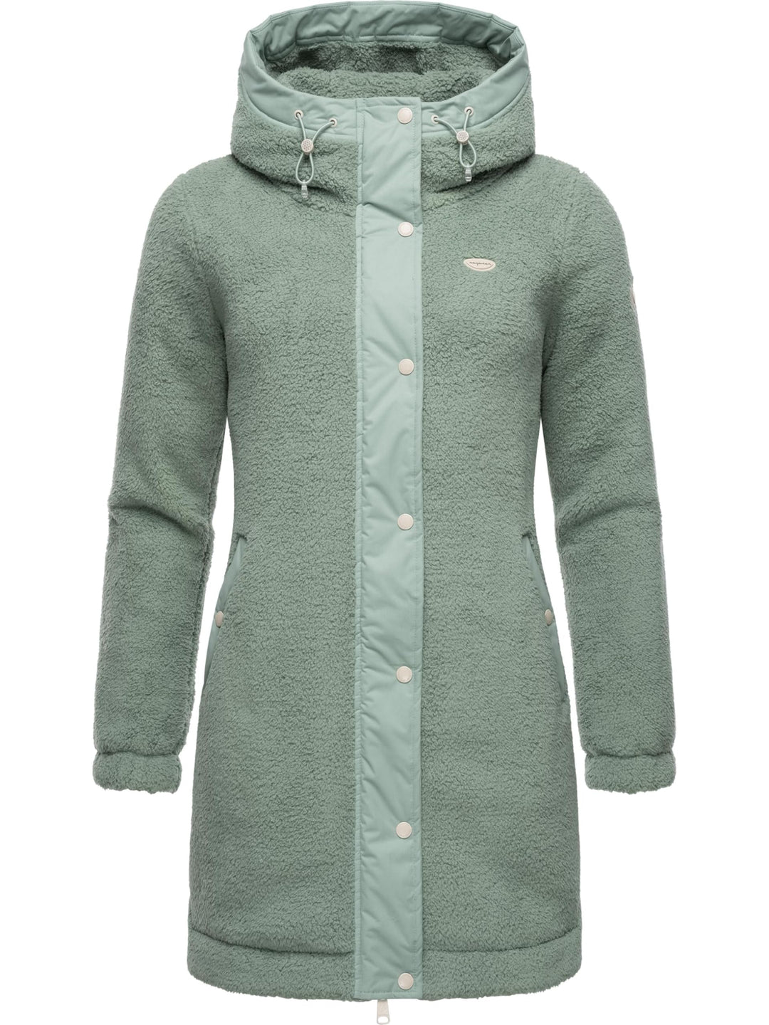 Ragwear Damen Fleecejacke Kurze Teddyfleece-Jacke warm mit Kapuze Cousy XS-6XL 4XL Dusty Green, 4XL