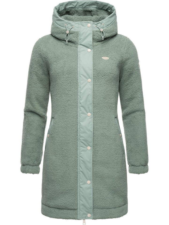 Ragwear Damen Fleecejacke Kurze Teddyfleece-Jacke warm mit Kapuze Cousy XS-6XL 4XL Dusty Green, 4XL