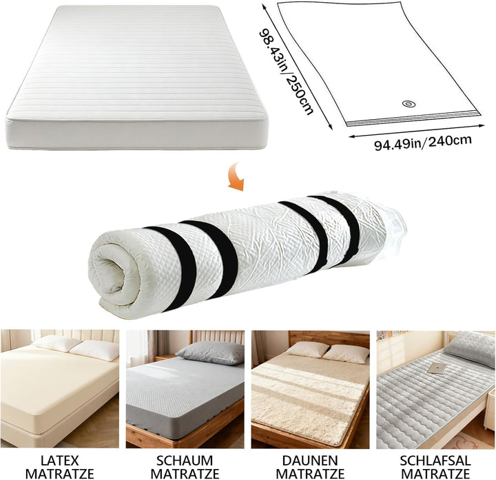 Dicke, starke Jumbo-Vakuum-Aufbewahrungsbeutel (240 x 250 cm) – für Matratzen (Super King/Double/Que