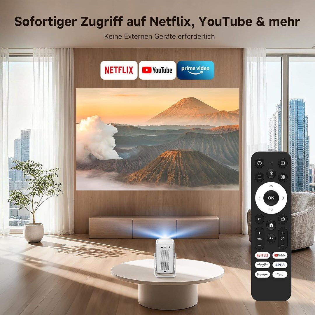 Beamer 4K mit Netflix, iSinbox 1200ANSI 4K Heimkino & Outdoor kurzdistanz Beamer, Smart projektor mi