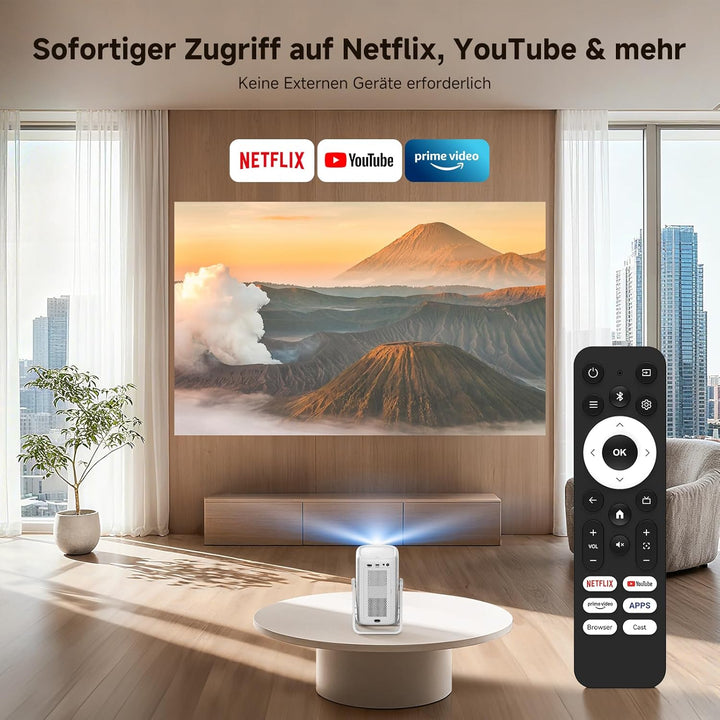 Beamer 4K mit Netflix, iSinbox 1200ANSI 4K Heimkino & Outdoor kurzdistanz Beamer, Smart projektor mi