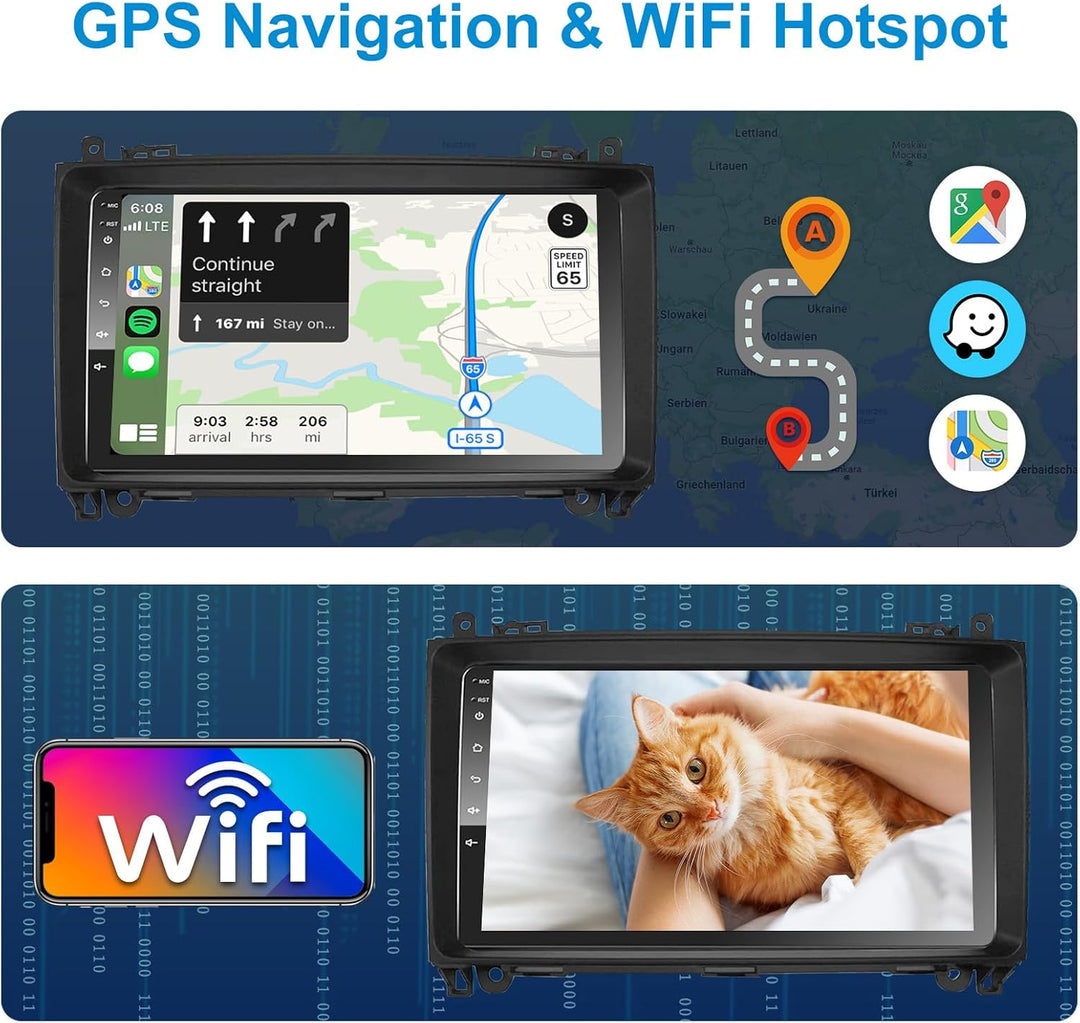 Android Car Radio Wireless CarPlay Android Car for Mercedes-Benz A Class/B Class / W245 Viano Vito W
