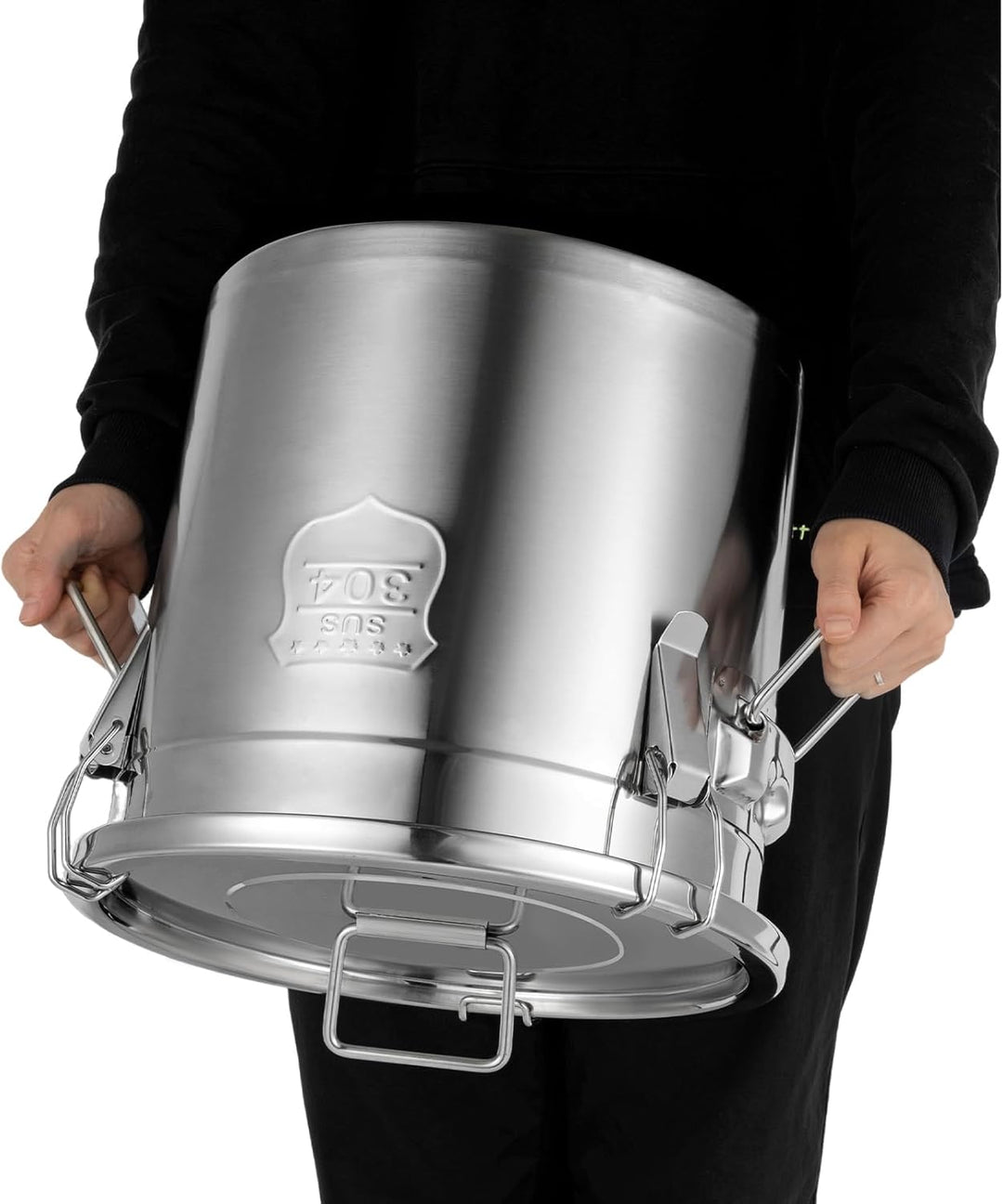 Apriltop 304 Edelstahl Luftdicht Vorratsbehälter mit luftdichtem Deckel, 21L Grosse Metall Lebensmit