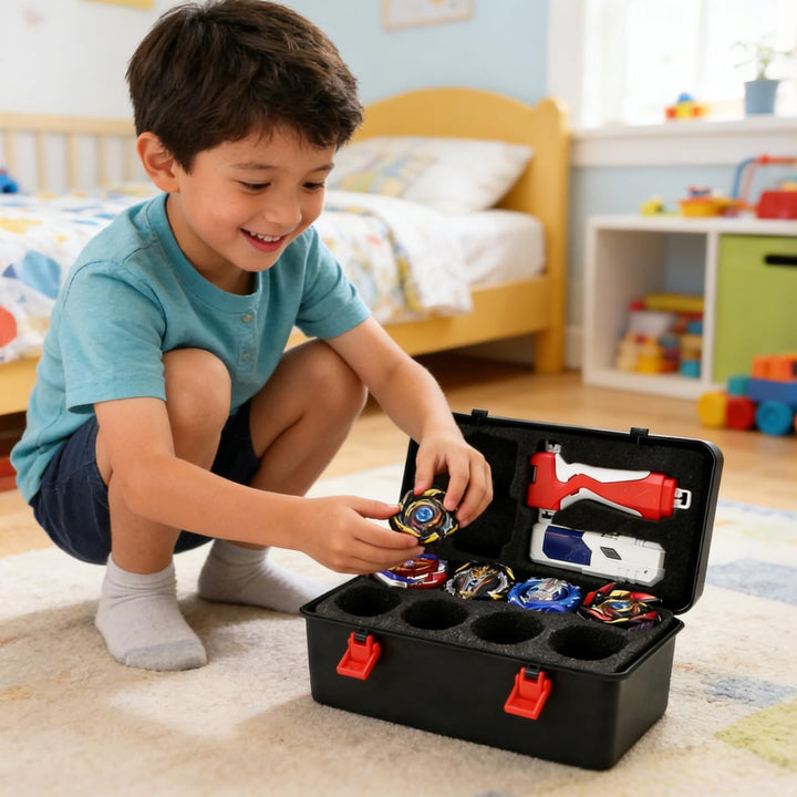 Battle-Top-Aufbewahrungsbox Mit Launcher-Set Tragbare Gyro-Organizer-Box Aus Kunststoff Mit Griff Un