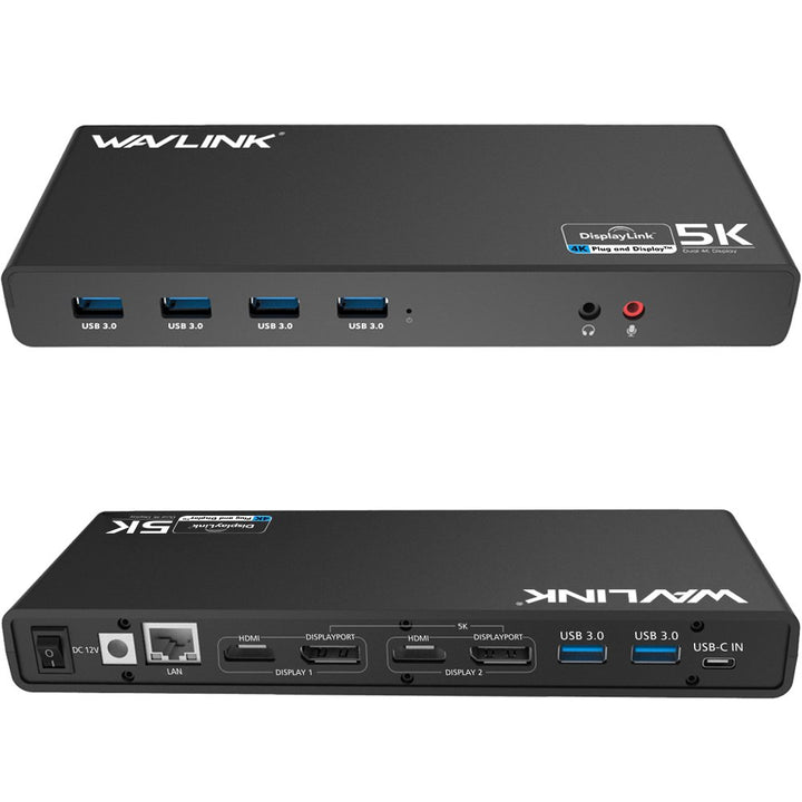 WAVLINK USB 3.0 USB C Ultra 5K Universal Docking Station unterstützt Dual 4K Videoausgänge für Mac &amp;