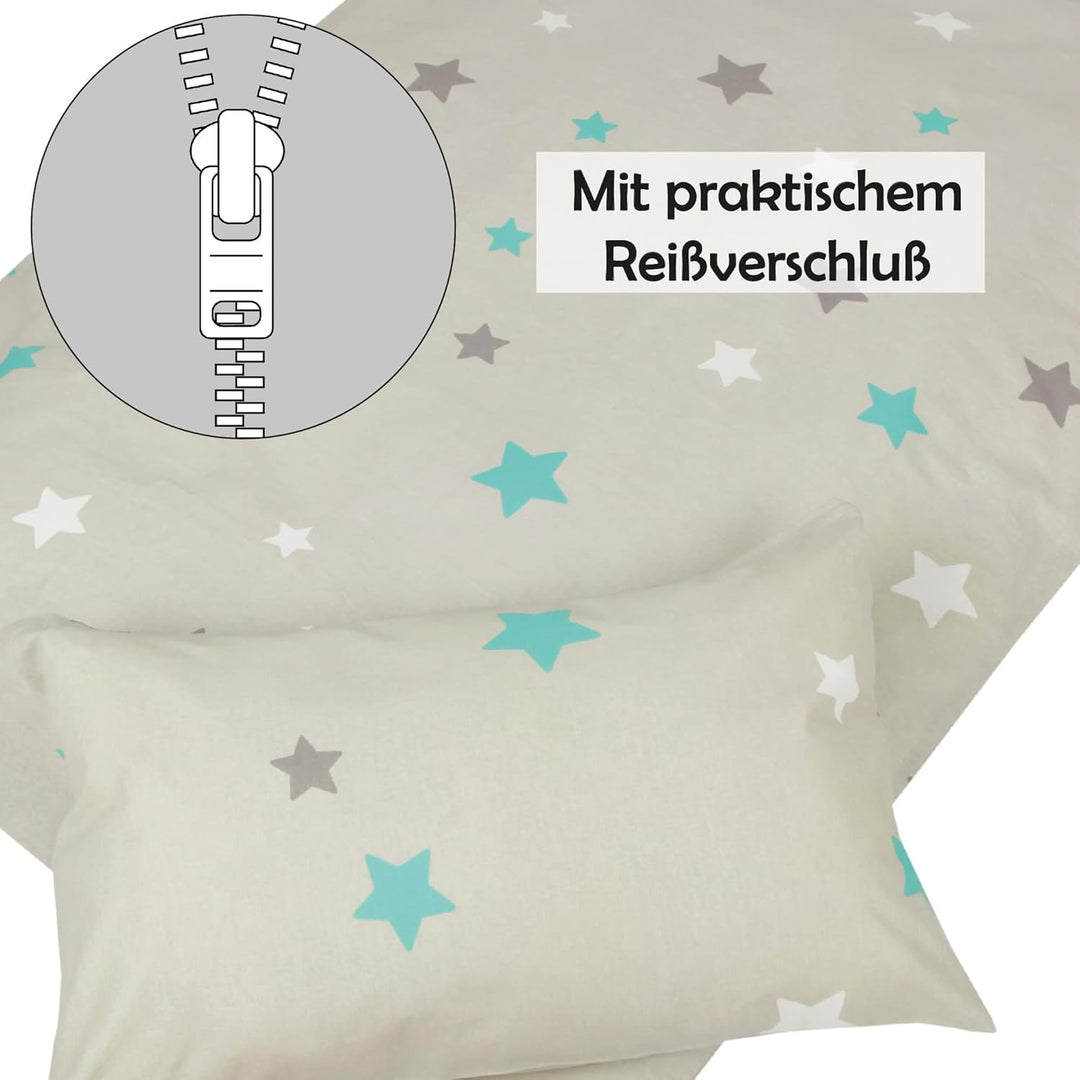 Bestlivings Kinder Bettwäsche 2-TLG (100x135cm / 40x60cm) Bettdecken Set, 100% Baumwolle - Babybettw