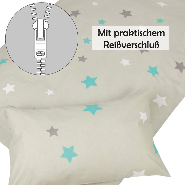 Bestlivings Kinder Bettwäsche 2-TLG (100x135cm / 40x60cm) Bettdecken Set, 100% Baumwolle - Babybettw