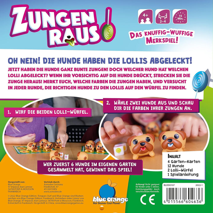 Blue Orange, Zungen Raus!, Kinderspiel, Gedächtnisspiel, 2-4 Spieler, Ab 4+ Jahren, 15 Minuten, Deut