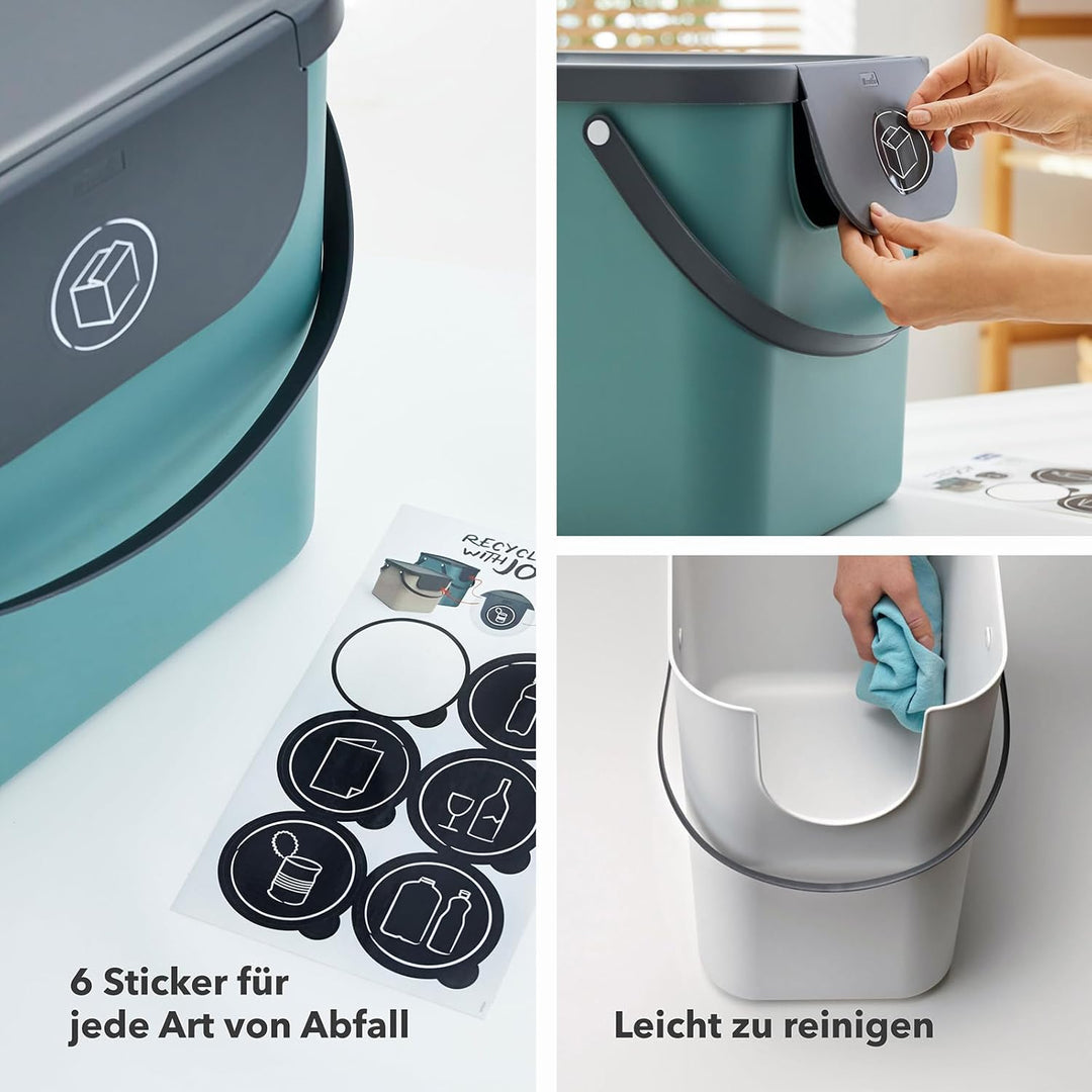 Rotho Albula 2er-Set Mülltrennungssystem 40l für die Küche, Kunststoff (PP) BPA-fr (gelb), gelb