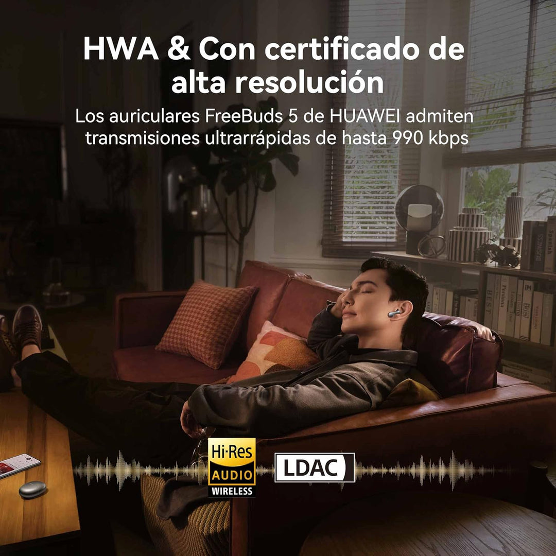 Ecouteurs True Wireless Huawei FreeBuds 5 avec réduction de bruit active ANC Orange Corail