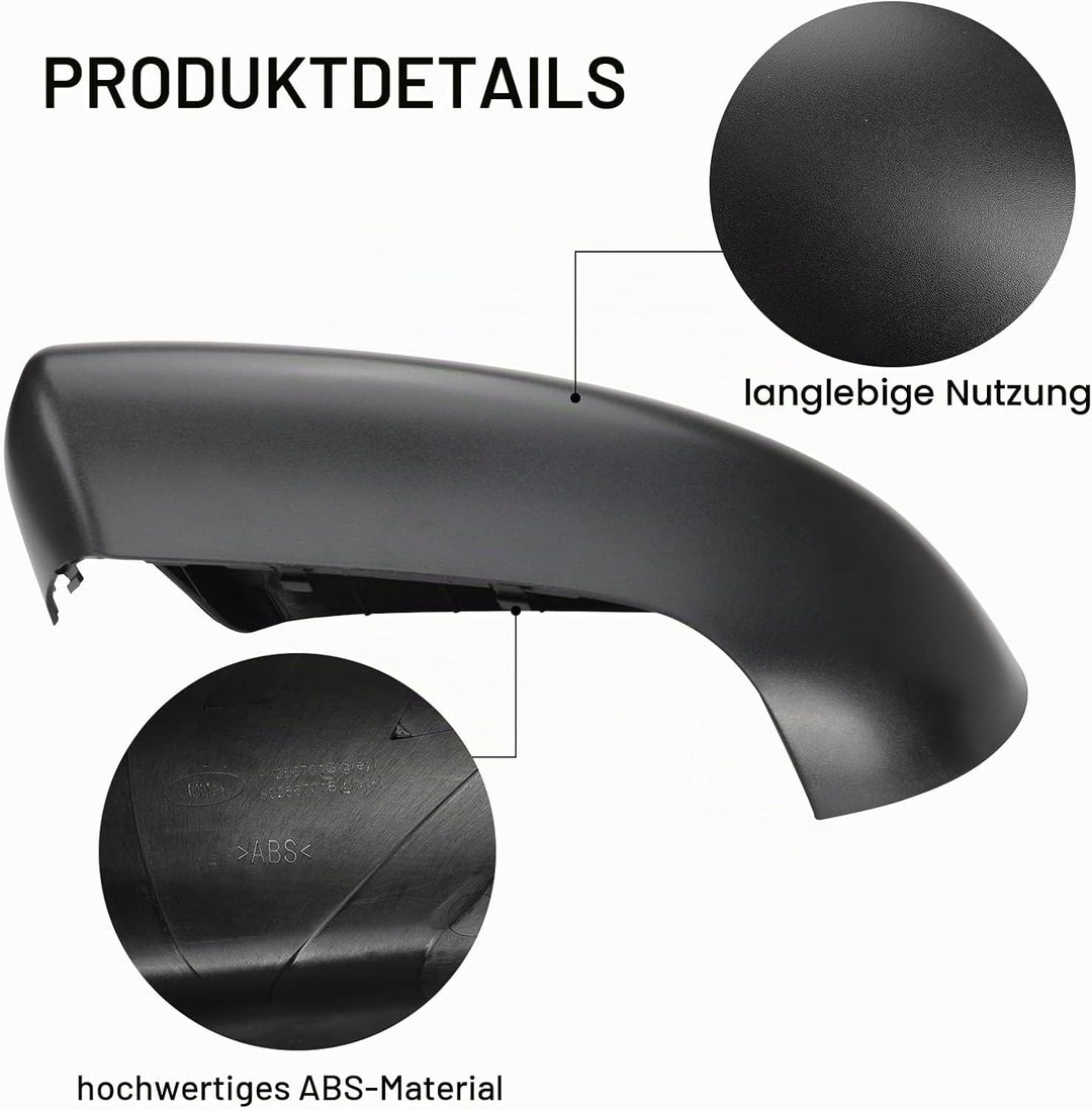 Auto Spiegelkappen, Ersatz für Nissan Qashqai 2007–2014 strukturierte schwarze Aussenspiegelabdeckun