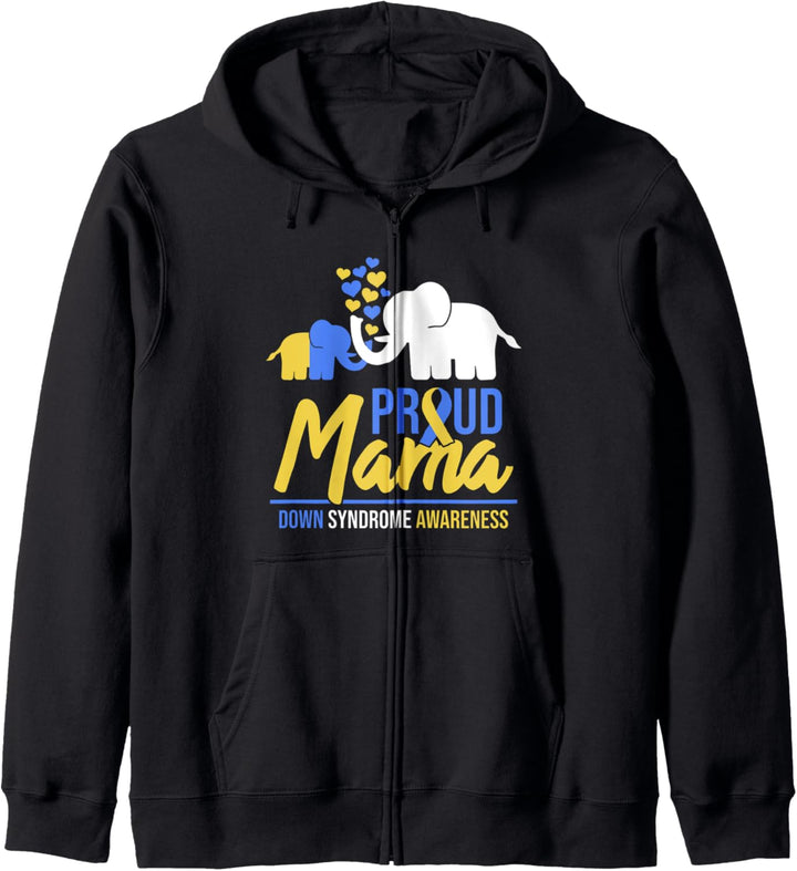 Stolze Mama Mum Welt-Down-Syndrom-Awareness-Tag Elefant T21 Kapuzenjacke