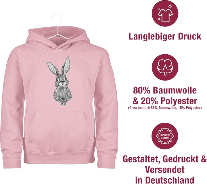 Shirtracer - Kinder Hoodie Jungen Mädchen - Hase Kaninchen I Häschen 104 3 Hellrosa, 104 3 Hellrosa
