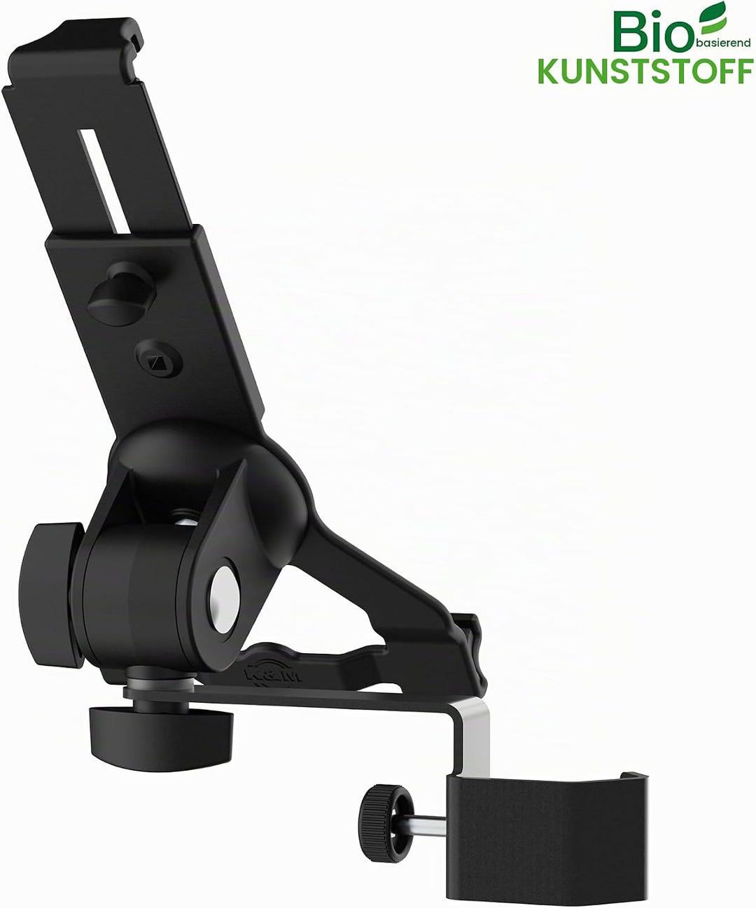 K&amp;M 19765 Tablet-PC-Halter Biobased Kunststoff - Zubehör für Mikrofon-Stative, neigbar - geeignet fü