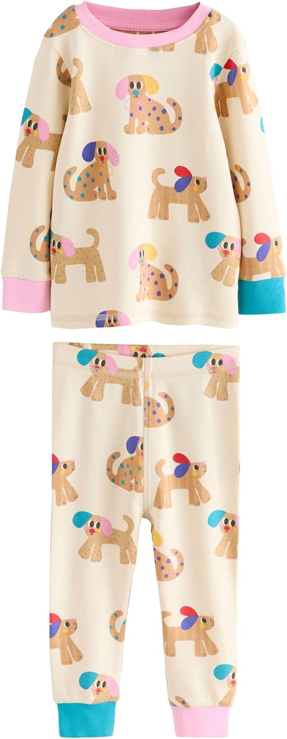 NEXT Mädchen Snuggle Schlafanzüge, 3er-Pack 104-110 Red/Navy Dog Applique, 104-110 Red/Navy Dog Appl