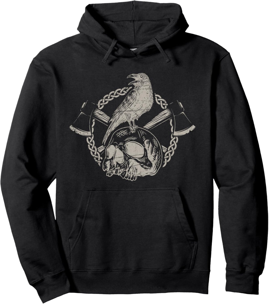 Skandinavische Krähe Valkyrie Valhalla Rabe Odin Wikinger Pullover Hoodie
