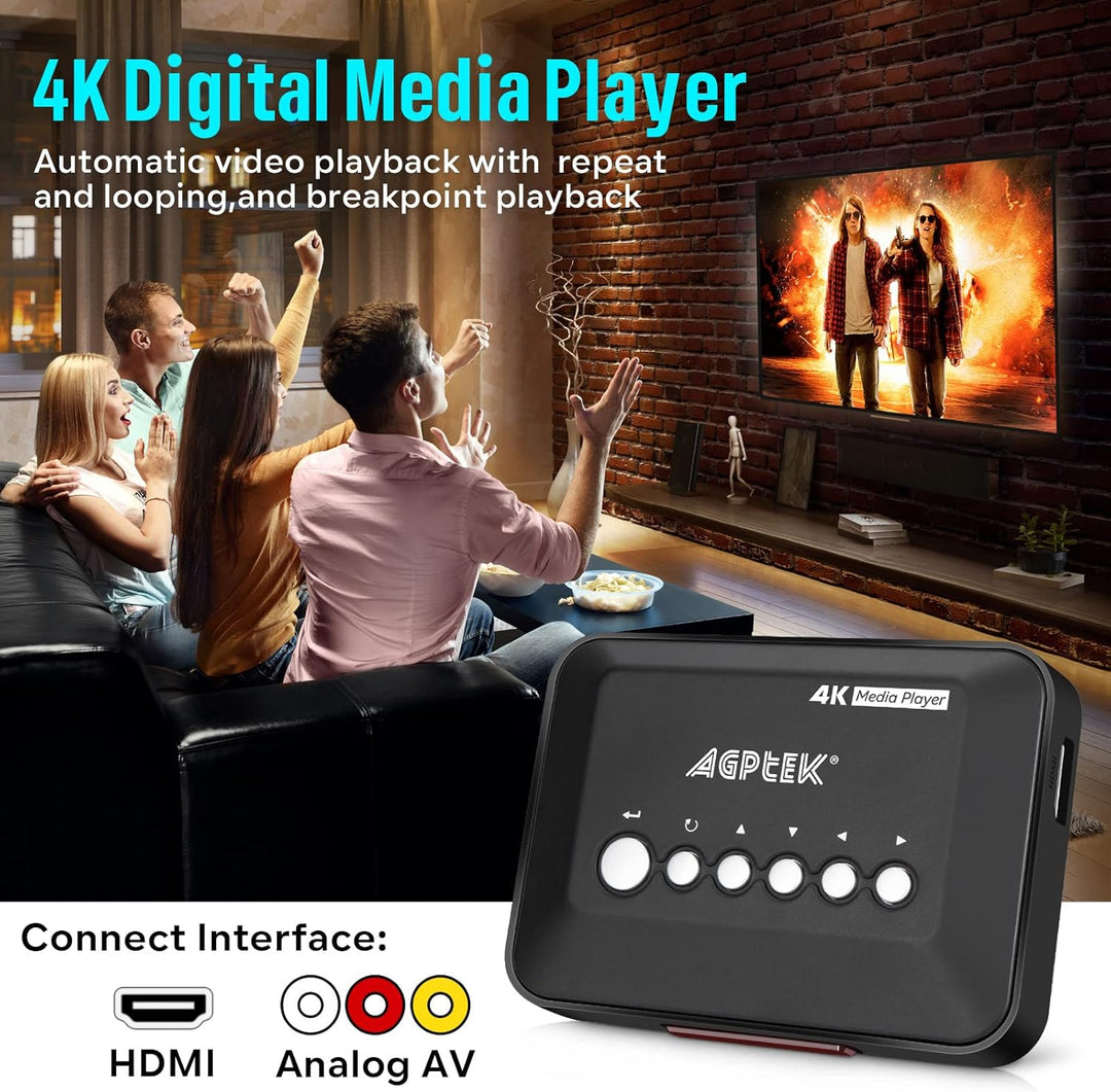AGPTEK 1080P Full HD Digital Multi TV Mediaplayer Medienspieler Medienspieler mit Fernbedienung für