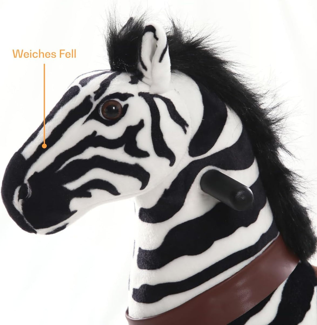 Zebra auf Rollen Klein, 3-5 Jahre, Reitpferd für Kinder, Schwarz Schwarz XS, Schwarz XS
